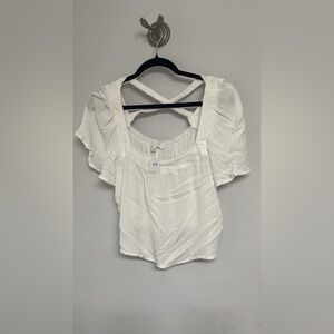 Elegant White Flutter Sleeve Blouse